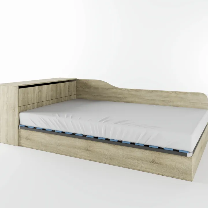 Letto 120x190cm contenitore una piazza e mezza con comò rovere sonoma Joel