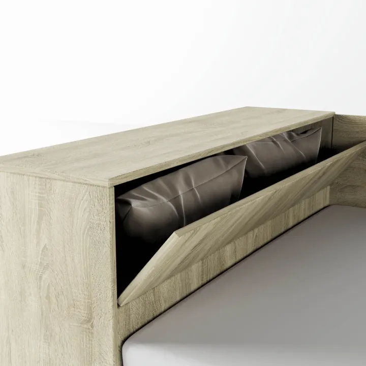 Letto 120x190cm contenitore una piazza e mezza con comò rovere sonoma Joel