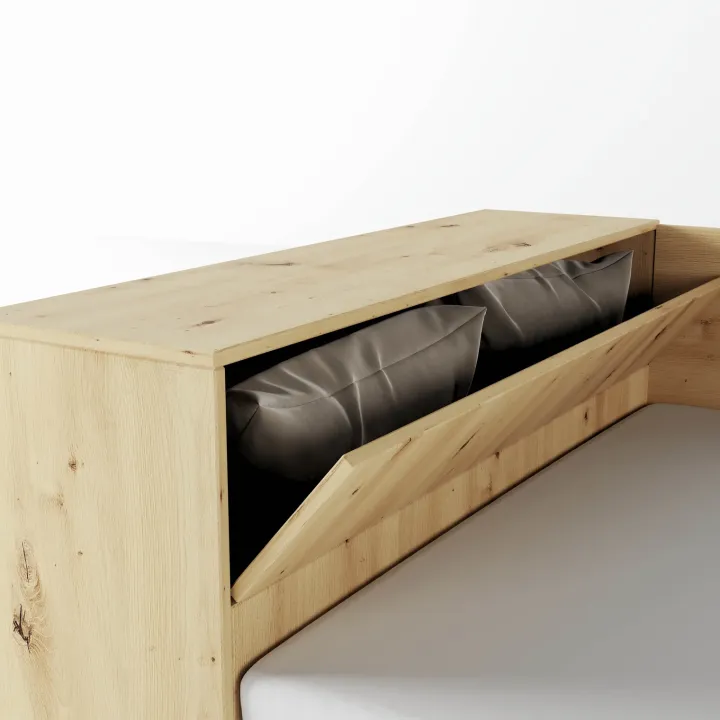 Letto 120x190cm contenitore una piazza e mezza con comò rovere rustico Joel