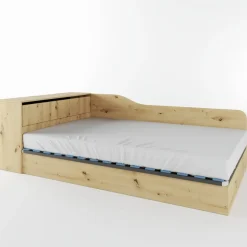 Letto 120x190cm contenitore una piazza e mezza con comò rovere rustico Joel