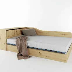 Letto 120x190cm contenitore una piazza e mezza con comò rovere rustico Joel
