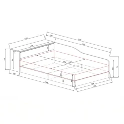 Letto 120x190cm contenitore una piazza e mezza con comò rovere rustico Joel