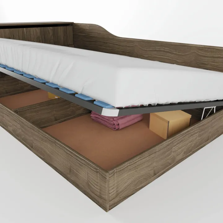 Letto 120x190cm contenitore una piazza e mezza con comò noce Joel