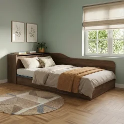 Letto 120x190cm contenitore una piazza e mezza con comò noce Joel