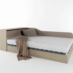 Letto 120x190cm contenitore una piazza e mezza con comò rovere scuro marrone Joel
