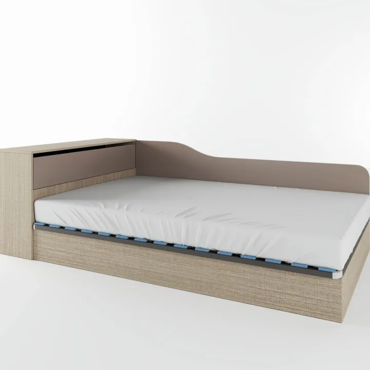 Letto 120x190cm contenitore una piazza e mezza con comò rovere scuro marrone Joel
