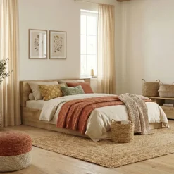 Letto 160x200cm matrimoniale contenitore moderno quercia Tamika