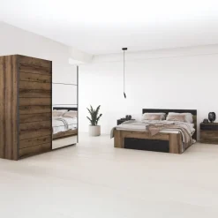 Letto 160x200cm matrimoniale contenitore rovere nero opaco Lisbona Gihome®