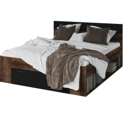 Letto 160x200cm matrimoniale contenitore rovere nero opaco Lisbona Gihome®