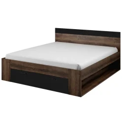 Letto 160x200cm matrimoniale contenitore rovere nero opaco Lisbona Gihome®
