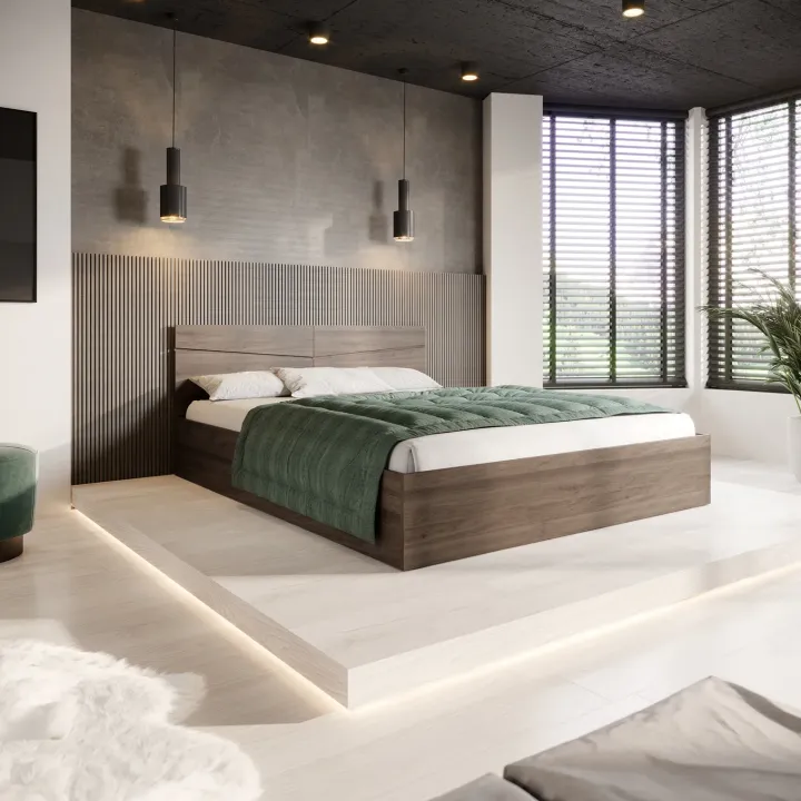 Letto 160x200cm matrimoniale contenitore noce Camilla Gihome®