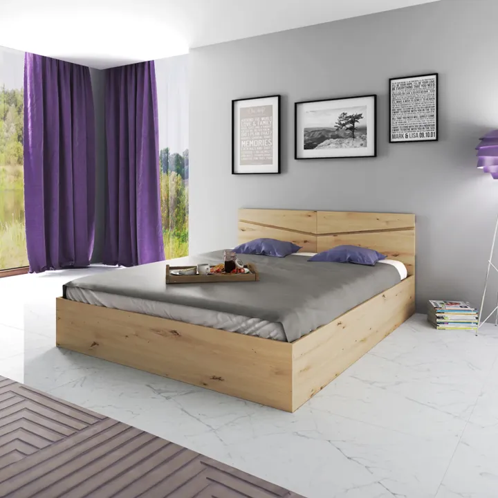 Letto 160x200cm matrimoniale contenitore rovere rustico Camilla Gihome®