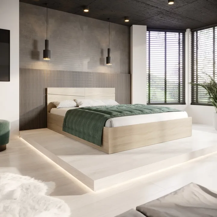 Letto 160x200cm matrimoniale contenitore rovere sonoma Camilla Gihome®