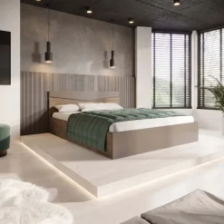 Letto 160x200cm matrimoniale contenitore rovere scuro marrone Camilla Gihome®