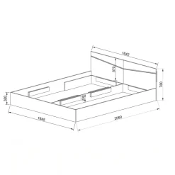 Letto 160x200cm matrimoniale contenitore rovere scuro marrone Camilla Gihome®