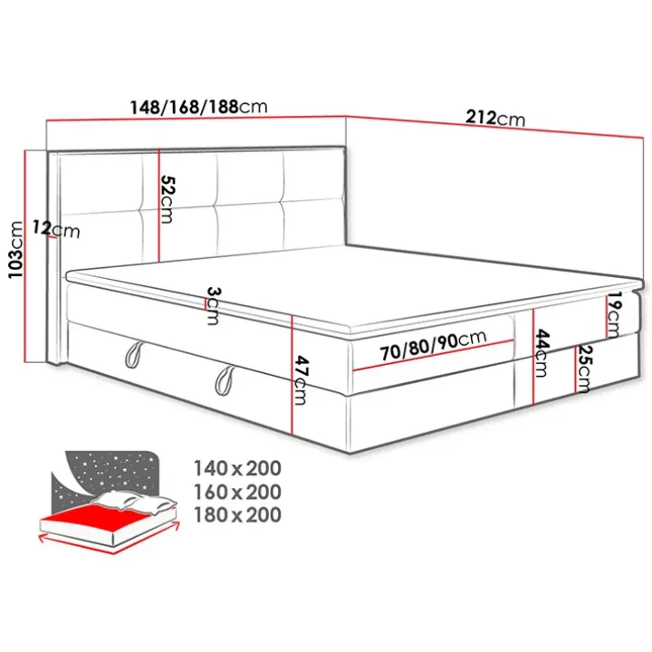 Letto 160x200cm matrimoniale continentale con contenitore e topper rovere grigio Tallin