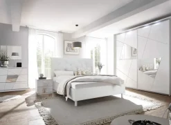 Letto 160x195cm matrimoniale imbottito bianco laccato opaco Olimpo