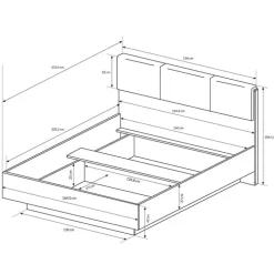 Letto 160x200cm matrimoniale moderno bianco rovere Noa