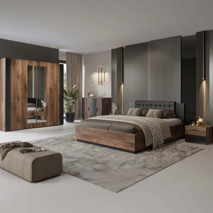 Letto 160x200cm matrimoniale noce nero Vulcano