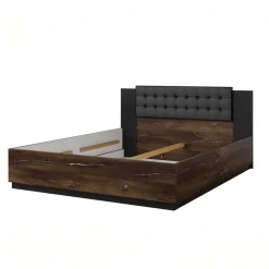 Letto 160x200cm matrimoniale rovere scuro nero Vulcano