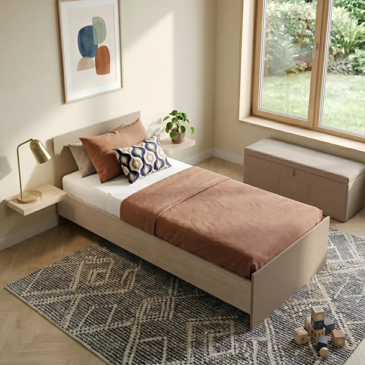 Letto 90x200cm singolo moderno rovere scuro marrone Marco Gihome®
