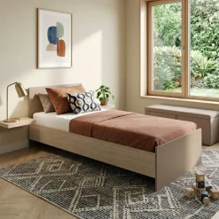 Letto 90x200cm singolo moderno rovere scuro marrone Marco Gihome®