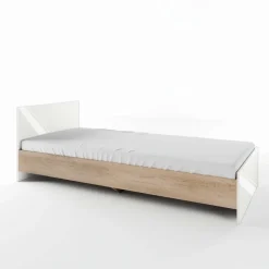 Letto 90x200cm singolo moderno rovere bianco lucido Marco Gihome®