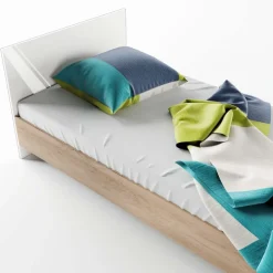 Letto 90x200cm singolo moderno rovere bianco lucido Marco Gihome®