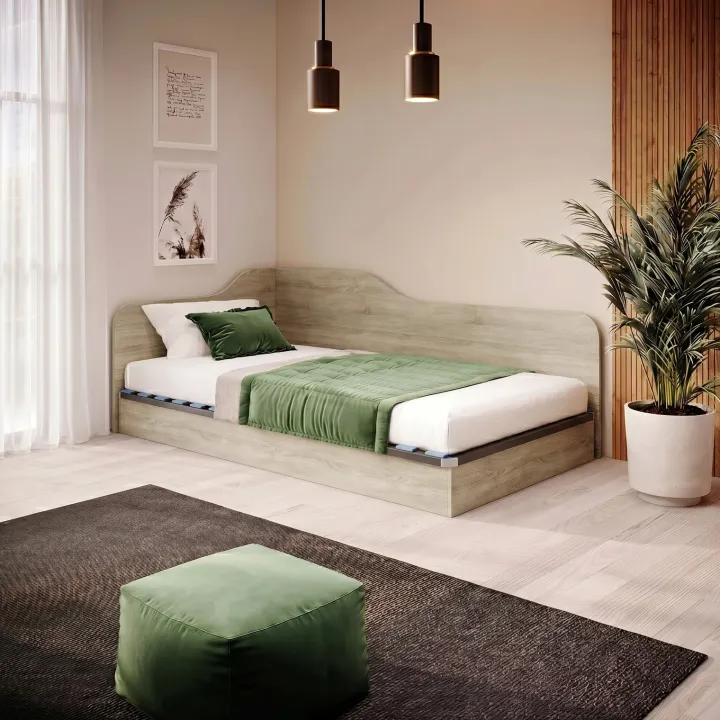 Letto 120x190cm una piazza e mezza contenitore rovere Alex Gihome®