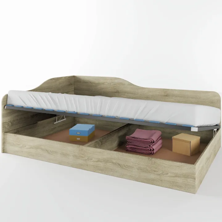 Letto 120x190cm una piazza e mezza contenitore rovere Alex Gihome®