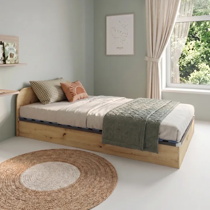 Letto 120x190cm una piazza e mezza contenitore rovere rustico Carducci