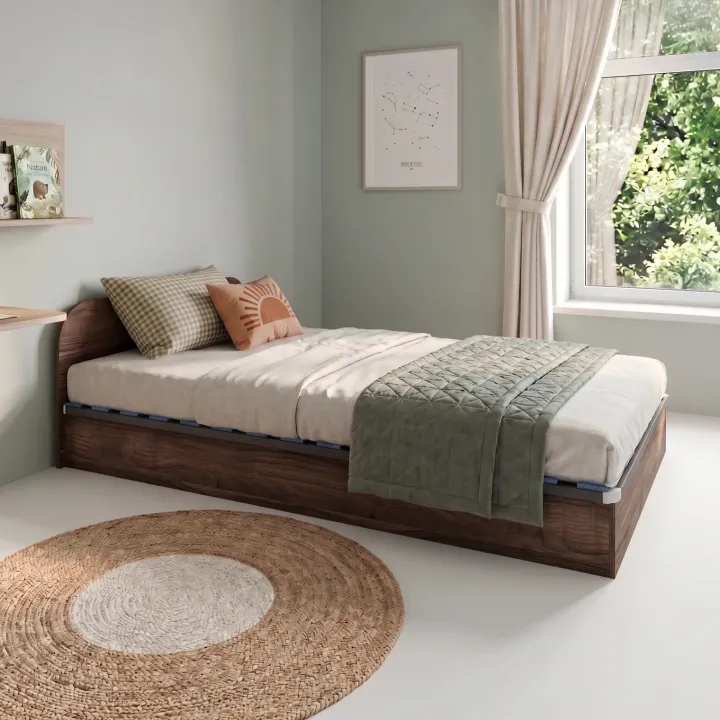 Letto 120x190cm una piazza e mezza contenitore noce Carducci