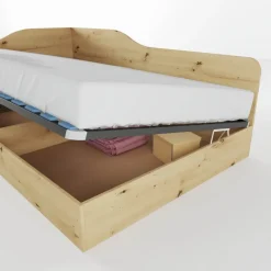 Letto 120x190cm una piazza e mezza contenitore stile rovere rustico Alex Gihome®
