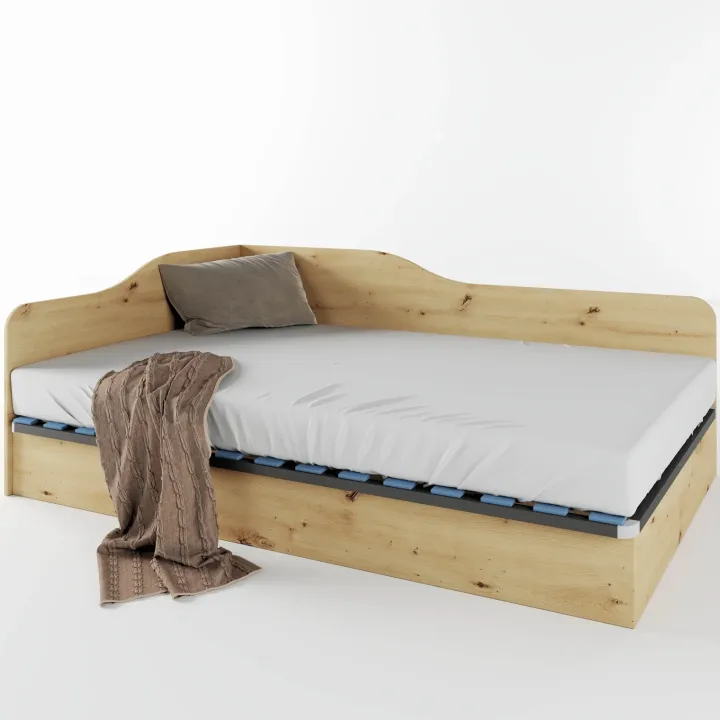 Letto 120x190cm una piazza e mezza contenitore stile rovere rustico Alex Gihome®