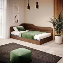Letto 120x190cm una piazza e mezza contenitore noce Alex Gihome®