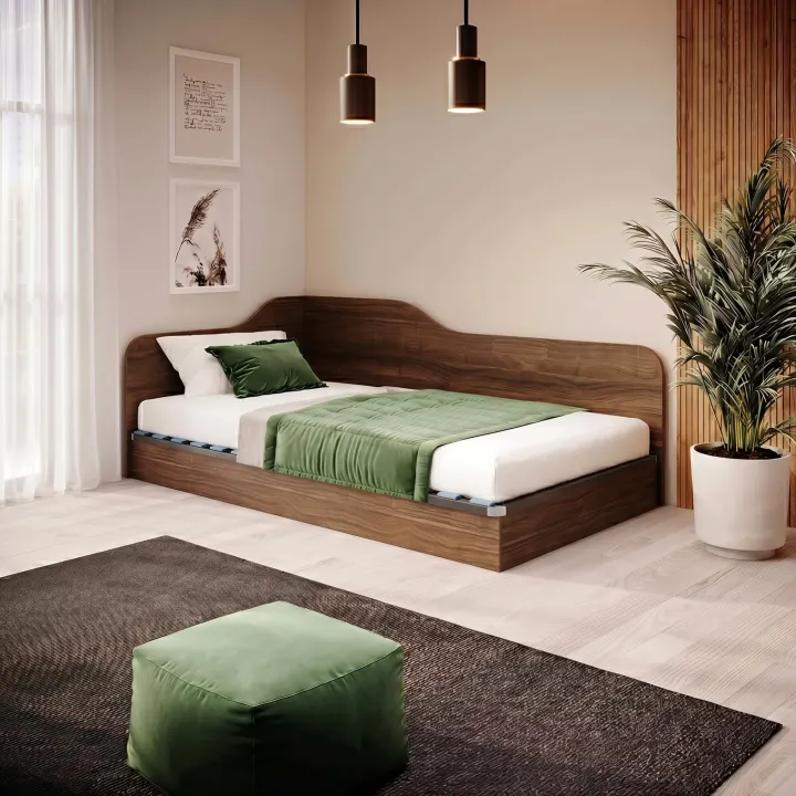 Letto 120x190cm una piazza e mezza contenitore noce Alex Gihome®