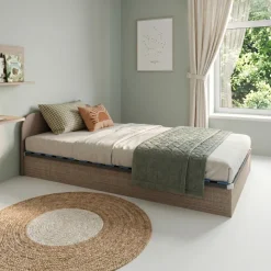 Letto 120x190cm una piazza e mezza contenitore rovere scuro marrone Carducci