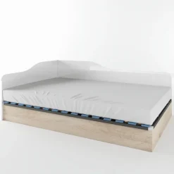 Letto 120x190cm una piazza e mezza contenitore rovere bianco lucido Alex Gihome®