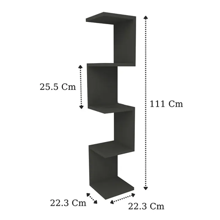 Libreria angolare mensola da parete 22x111h cm con 5 ripiani antracite Reale