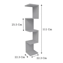 Libreria angolare mensola da parete 22x111h cm con ripiani bianco Reale