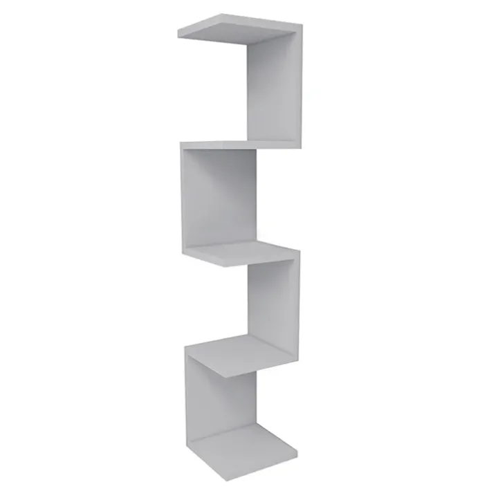 Libreria angolare mensola da parete 22x111h cm con ripiani bianco Reale