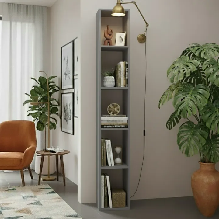 Libreria colonna 28x186h cm con 4 ripiani grigio scuro Sunset