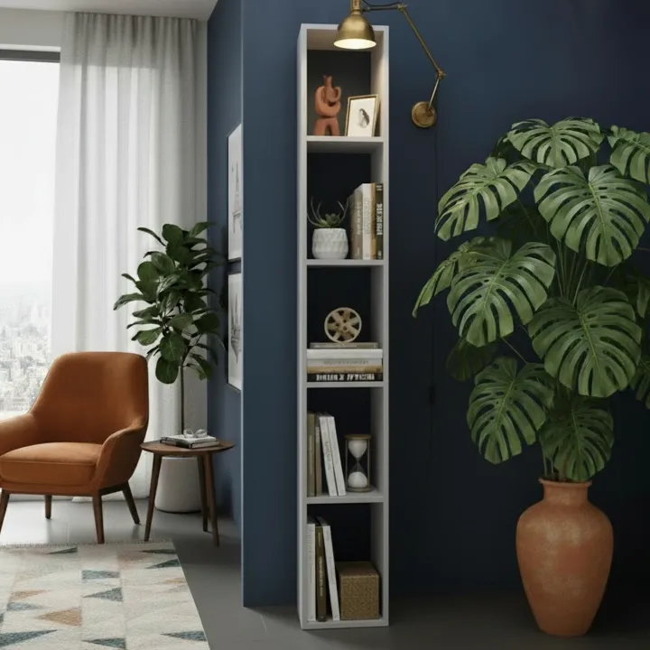 Libreria colonna 28x186h cm con 4 ripiani grigio chiaro Sunset