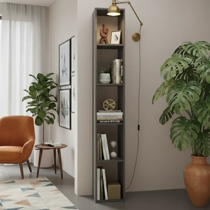 Libreria colonna 28x186h cm con 4 ripiani antracite Sunset