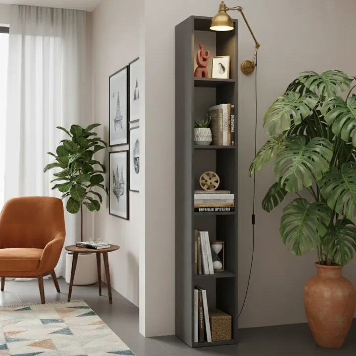 Libreria colonna 28x186h cm con 4 ripiani antracite Sunset