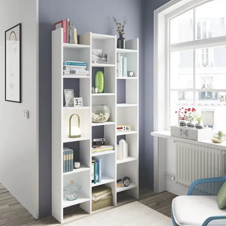 Libreria da parete scaffale 96x192h cm moderna bianco opaco Jasmine