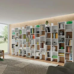 Libreria da parete scaffale 192x192h cm moderna bianco opaco Jasmine2