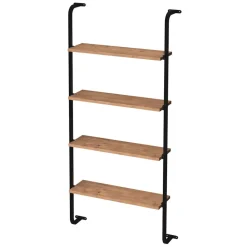 Libreria da parete 76x151h cm con 4 ripiani industrial noce metallo nero Bering