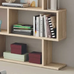 Libreria da parete 320x192h cm moderna soggiorno rovere chiaro Amira