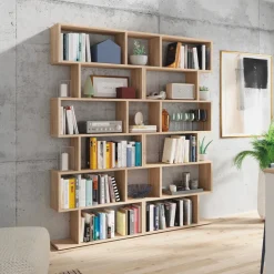 Libreria da parete 160x192h cm moderna rovere chiaro Amira 2